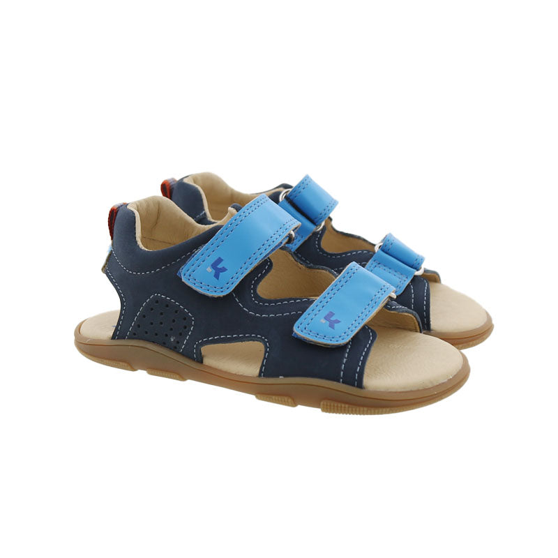 Luftige Kinder-Barfuß-Sandale Koel Ova Navy mit Klettverschluss