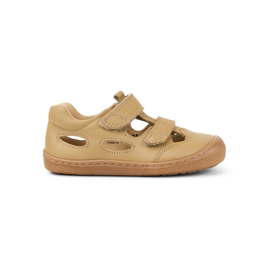 Kinder-Barfuß-Sandale Koel Deen Napa Taupe mit Zehenschutz