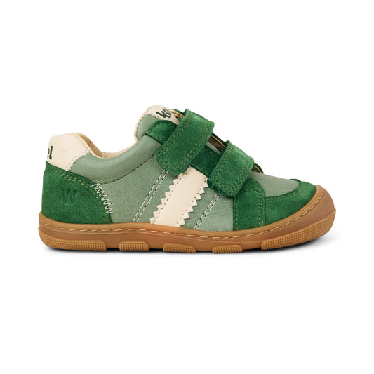 Breiter Kinder-Barfußschuh Koel Kobi W II Olive aus chromfrei gegerbtem Leder