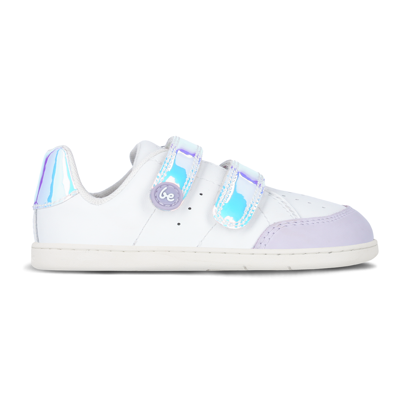 BeLenka Energise Kids White Iridescent - nachhaltiges Leder, Klettverschluss, Barfußsneaker Kinder
