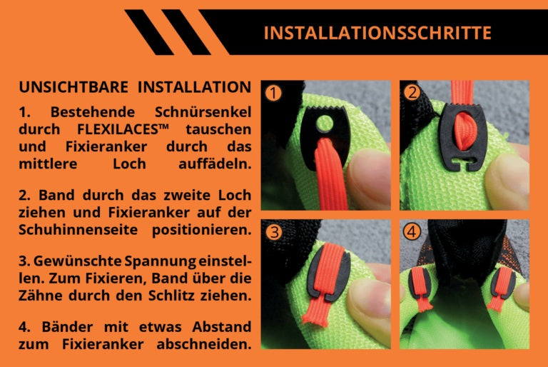 Flexilaces Detailansicht elastisches Schnürsystem